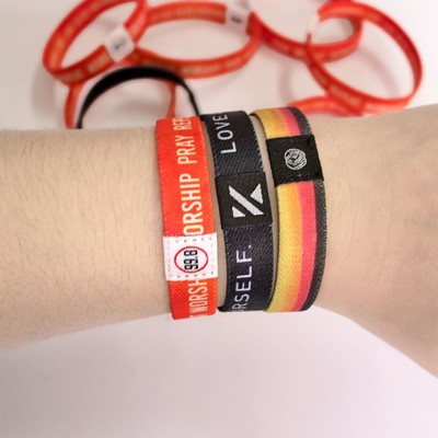 1/2'' Sublimated Elastic Wristband w/ Customizable Woven Label