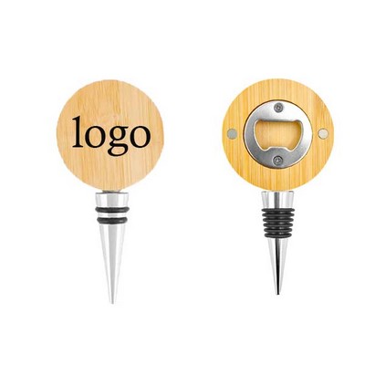 Bamboo Wine Stopper With Bottle Opener