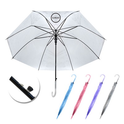 Clear PVC Advertising & Promotional Umbrella | Automatic Open Hook Handle Windproof & Rainproof