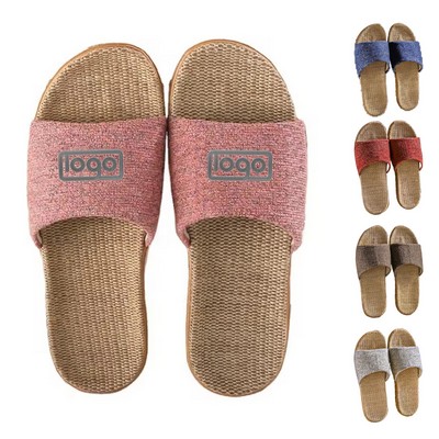 Lightweight Soft Cotton Linen Open-Toe Slippers