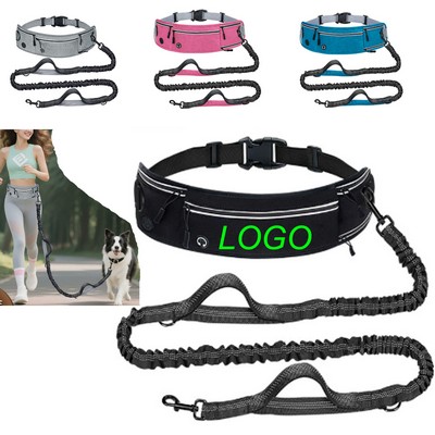 Nylon Anti Pull Dog Leash with Reflective Waist Bag