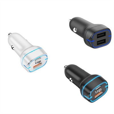 USB Car Charger with LED Light