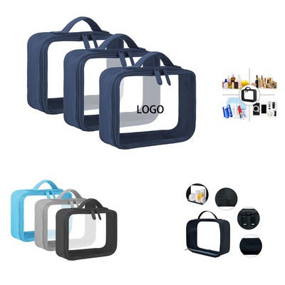 Matte Clear Toiletry Bag W/ Handle Strap