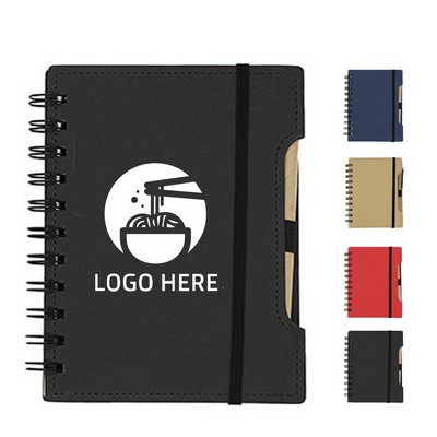 Kraft Paper Cover Spiral Notebook with Pen