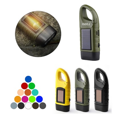 Emergency Solar-Powered Flashlight w/Hand Crank