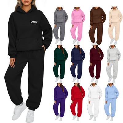 Women 2 Piece Outfit Casual Oversized Hoodies Jogger Sweatpants Sets