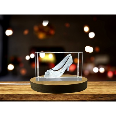 Timeless Elegance 3D Engraved Crystal Wedding Shoes w/LED Base Light
