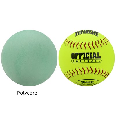 12-Inch Optic Yellow Split Cowhide Fastpitch Softball Soft PU Core Competition Ball Durable Leather