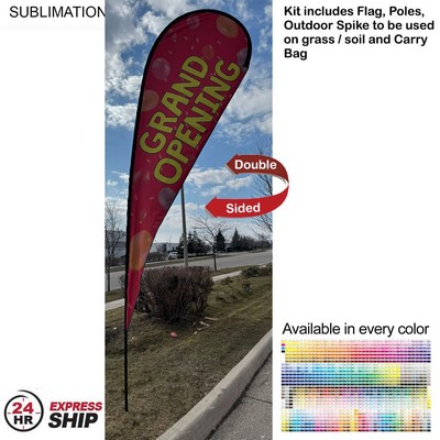 24Hr Express Ship -16' X-Large Tear Drop Flag Kit, Full Color Graphics Double Side, Spike and Bag