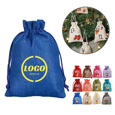 Burlap Christmas Drawstring Gift Bags