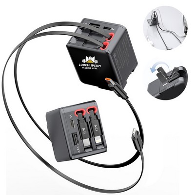 4" 1 Retractable Wall Charger with Dual USB Ports