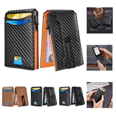 PU Flip Card Wallet RFID Blocking Slim Wallet