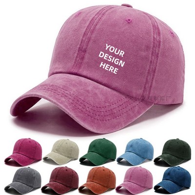 Custom Logo Washed Cotton Baseball Cap