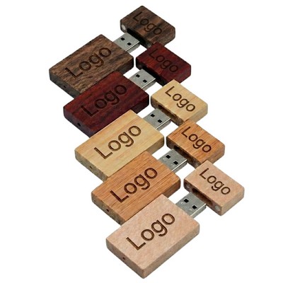 4GB Rectangular Wooden USB Flash Drive with Magnetic Cap