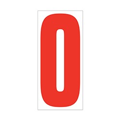 Red On White Number 0 Vinyl Sticker