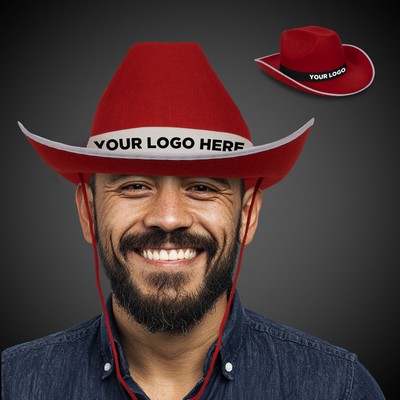 Red Cowboy Hat with White Band(Imprinted)
