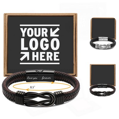 Handcrafted PU Leather Bracelet with Magnetic Clasp