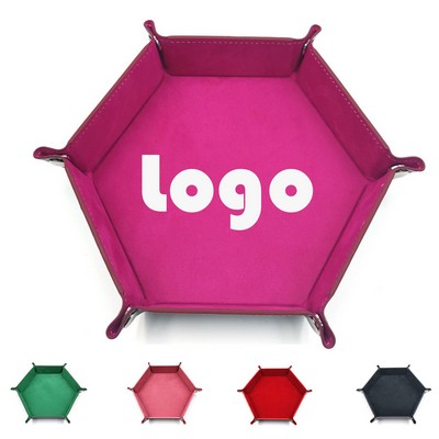 7 x 7 PU Foldable Velvet Desk Sundries Storage Tray