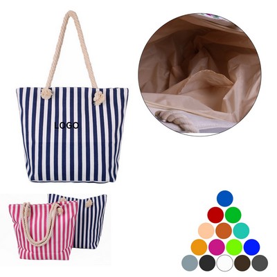 Canvas Striped Stitched Tote