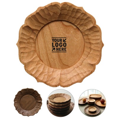 Lotus Pattern Wooden Appetizer Plate