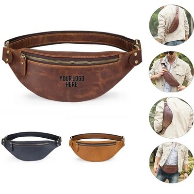 Genuine Leather Waist Bag For Men