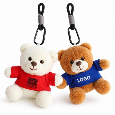 Teddy Bear Keychain with Metal Keyring - Hand Strap or Fish-Tail Clasp Options