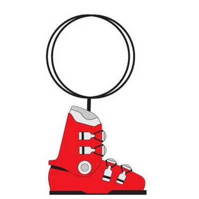 Ski Boot Key Chain w/Mirrored Back (8 Square Inch)