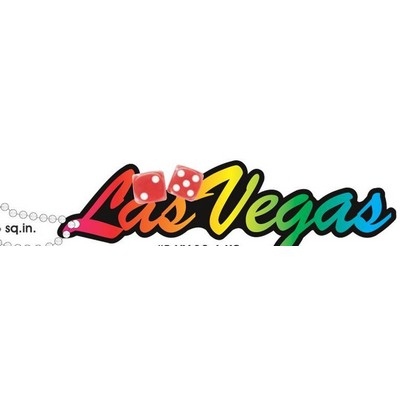 Las Vegas w/ Dice Promotional Key Chain on Black Back (2 Square Inch)