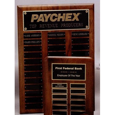 Solid Walnut Soft Edge Perpetual Plaque w/ 24 Plates (12"x15")