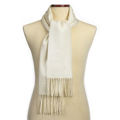 Ivory White Cashmere Blend Muffler Scarf