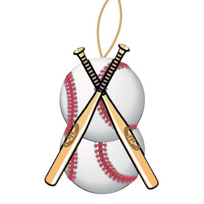 Baseballs & Bats Ornament w/ Clear Mirrored Back (4 Square Inch)