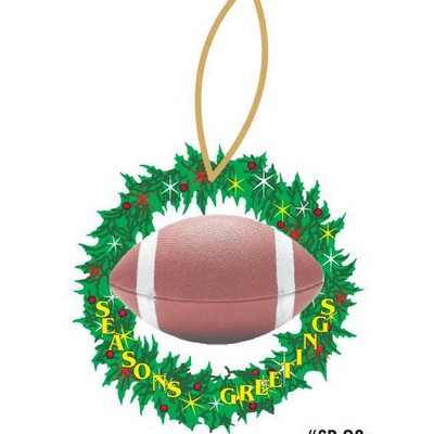 Football & Wreath Ornament w/ Clear Mirrored Back (6 Square Inch)