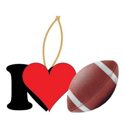 I Love Football Ornament w/ Clear Mirrored Back (8 Square Inch)