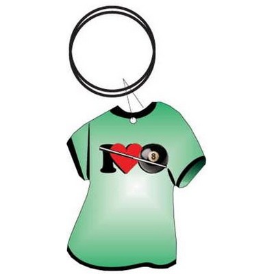 I Love Pool T-Shirt Key Chain w/Clear Mirrored Back (4 Square Inch)