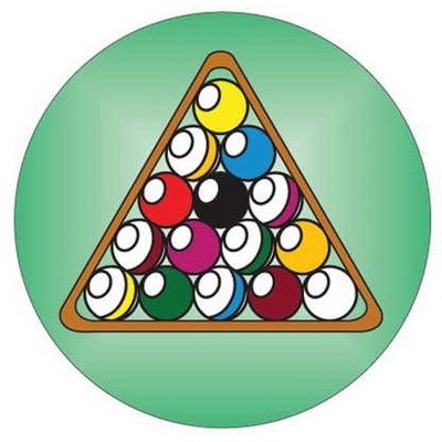 Pool Ball Rack Round Badge w/ Bar Pin (2 1/2" Diameter)