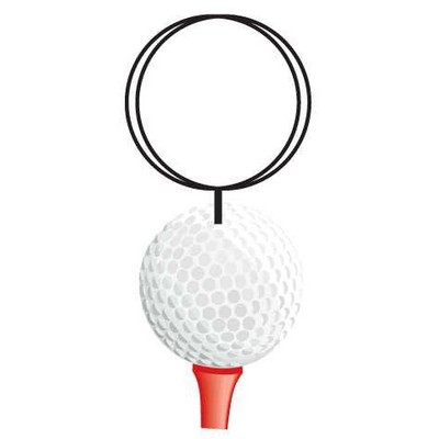 Golf Ball & Tee Key Chain w/Clear Mirrored Back (12 Square Inch)