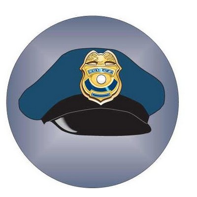 Police Cap Round Metal Photo Magnet (2 1/2")