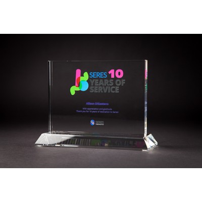 2D Horizontal Crystal Award w/Base (7 x 5 x 5/8")