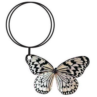 Black & White Butterfly Keychain w/Mirrored Back (4 Square Inch)