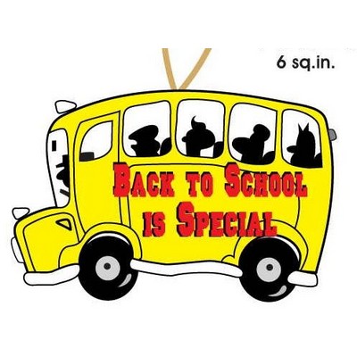 School Bus w/ Slogan Ornament w/ Mirrored Back (6 Square Inch)