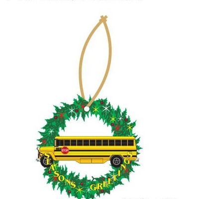 School Bus Executive Wreath Ornament w/ Mirrored Back (12 Square Inch)