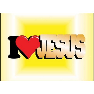 I Love Jesus Rectangle Badge w/ Bar Pin (2"x3")