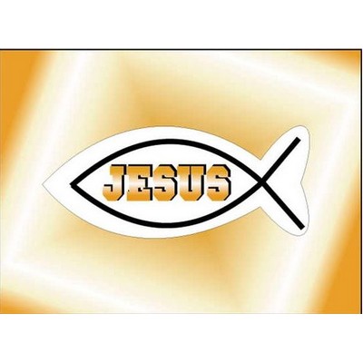 Jesus Fish Rectangle Badge w/ Bar Pin (2"x3")