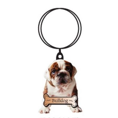 Bulldog Keychain w/Mirrored Back (2 Square Inch)