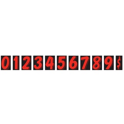 Windshield Number Decals - 7 1/2" (Fl Red/Black)