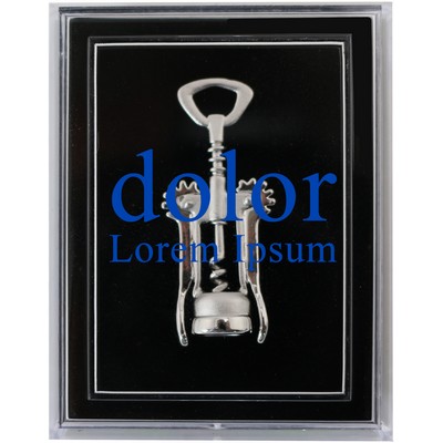 Tire-Bouchon Silver Plated Wing Corkscrew Lapel Pin