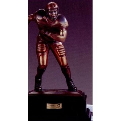Football Player Poised w/Ball Trophy & Rectangle Base (6"x9.5")