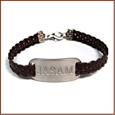 7-1/2" Flat Braided Leatherette W/Emblem Bracelet