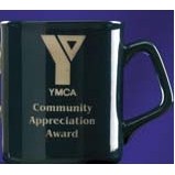 10 Oz. Green Flared Lip Ceramic Mug w/Ear Shaped Handle