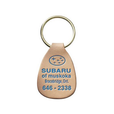 Small Tear Glued 2 Sided Natural Leather Key Tags (1 3/8"x2")